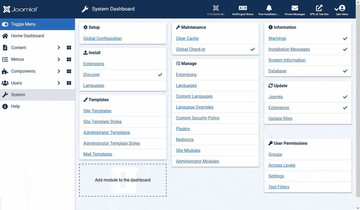 Panel administracyjny CMS
